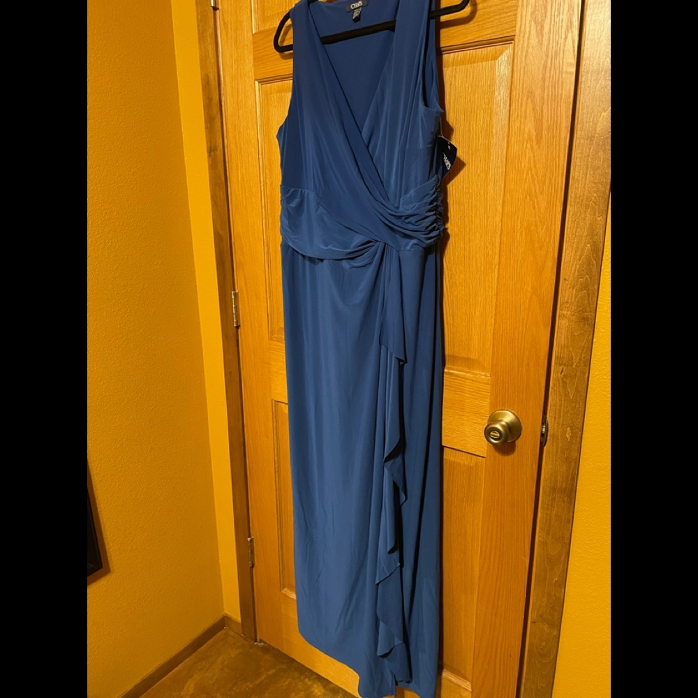 Blue evening dress.